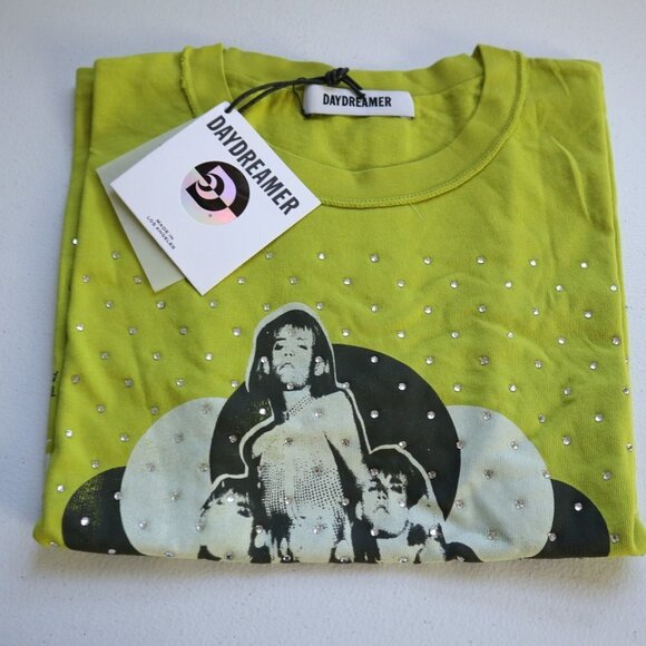 NEW DAYDREAMER THE CUT RHINESTONES REVERSE GF TEE X SMALL NWT - Picture 3 of 8